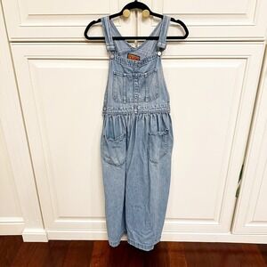 Vintage Calvin Klein Women’s Distressed Denim Overall Midi Skirt Cotton